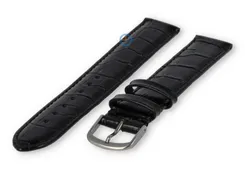 XL leather strap with frizzled print - 16mm - black