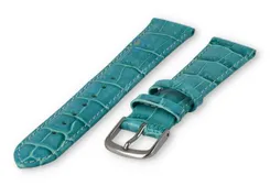 croc-print leather strap - 18mm - turquoise