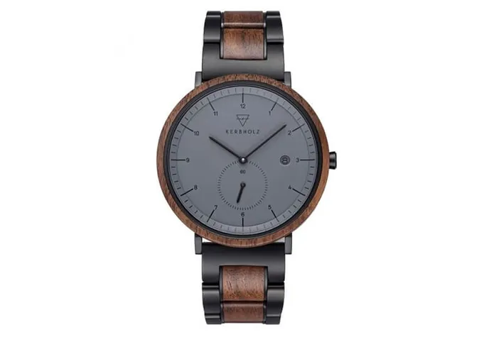 Kerbholz Anton horlogeband - Walnut Midnight Black Steel