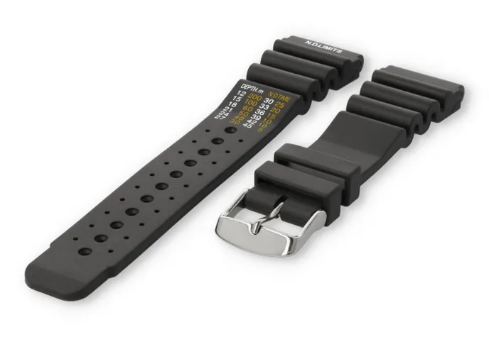 Horlogeband met duiktabel 24mm grijs kunststof