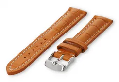 Horlogeband met krokoprint 18mm oranje leer