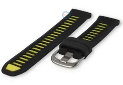 Run horlogebandje 18mm siliconen - zwart geel