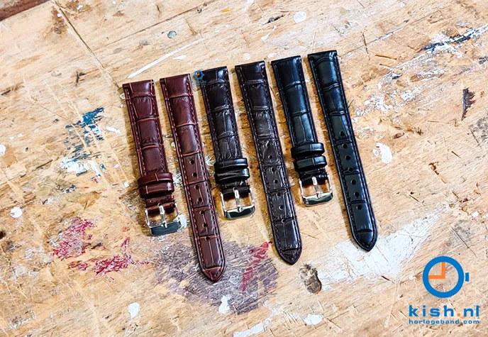 Watchstrap 16mm croco leather darkbrown