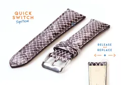 Watchstrap 20mm snakeskin leather - grey