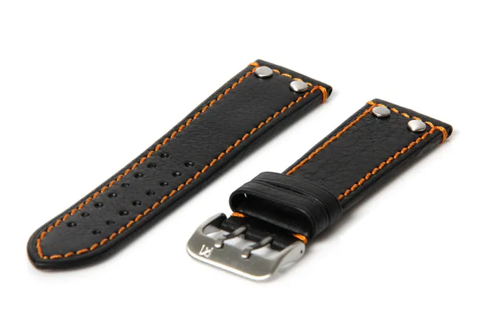 Horlogeband 20mm zwart/oranje