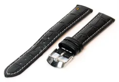 Watchstrap 16mm black leather croco