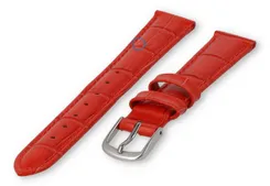 Leather strap with croc-print - 12mm - red