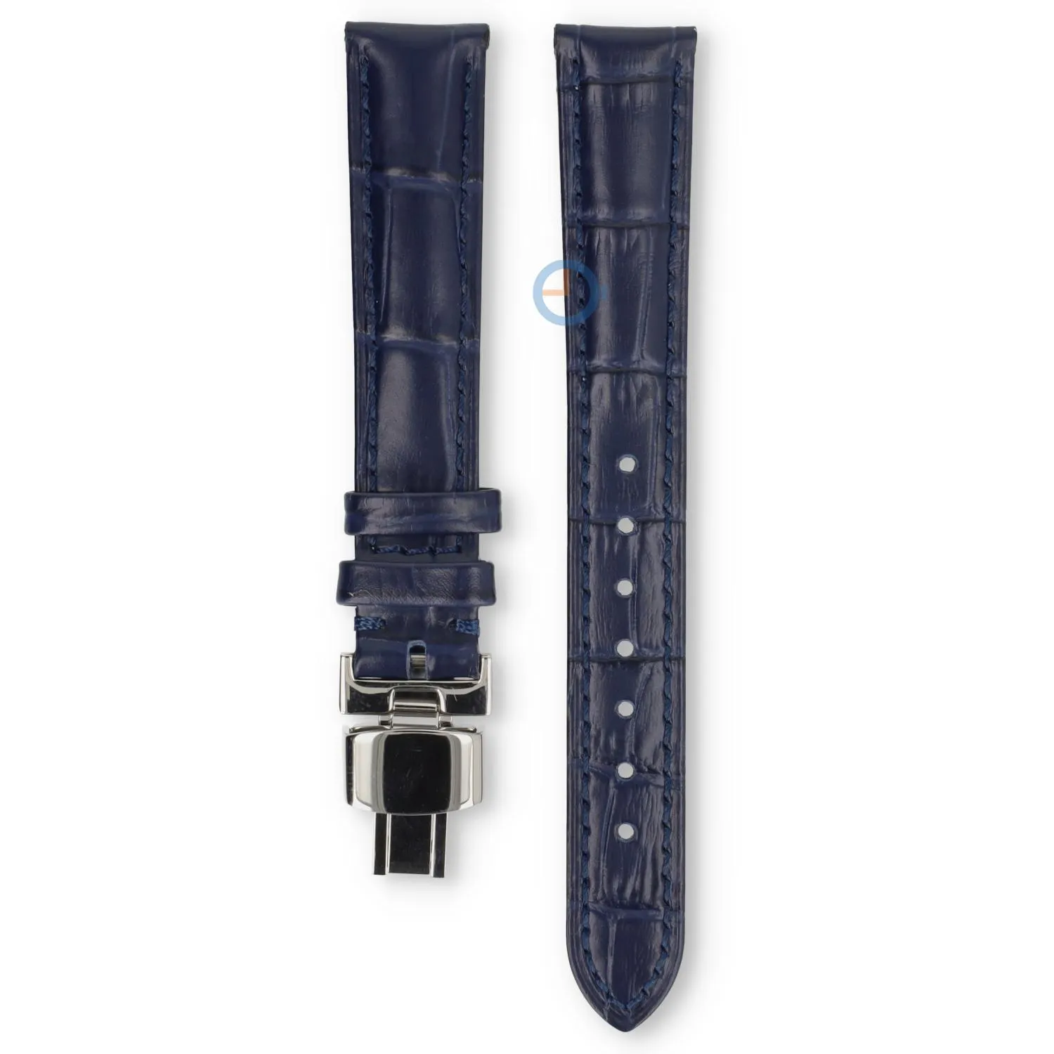 Luxury Hamilton watch strap dark blue leather - butterfly clasp - 16mm