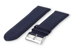 XL horlogeband glad leer - 28mm - donkerblauw