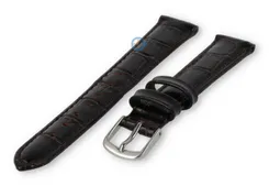 Leather strap with croc-print - 12mm - dark brown