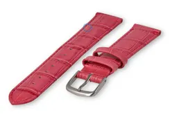 croc-print leather strap - 18mm - raspberry
