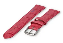 Leather strap with frizzled print - 16mm - raspberry