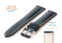 Watchstrap 18mm steel blue leather