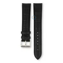 Extra lange horlogeband - croco leer - 20mm - zwart