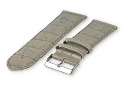 Calfskin XL strap with croco embossing - 28mm - lightgrey