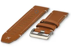 Premium leather strap for Garmin Enduro 3 - cognac/silver