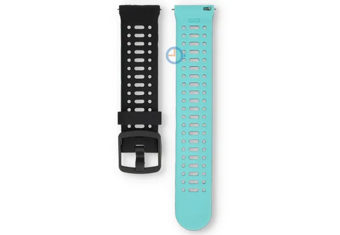 22mm siliconen bandje - ademend design - zwart/blauw