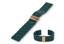 watch strap 20mm resin darkgreen - rosegold clasp