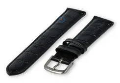 croc-print leather strap - 18mm - black
