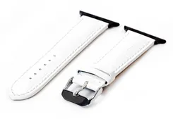 Apple Uhrenarmband croco Leder weiß - 44/45/46/49mm