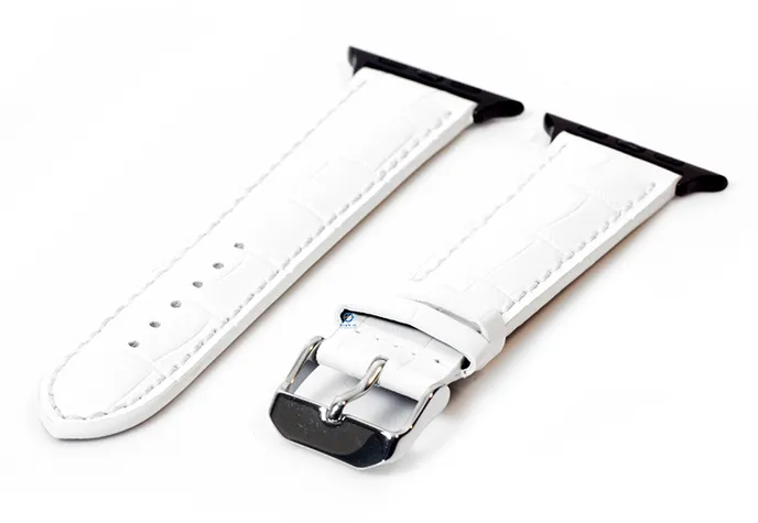 Apple Uhrenarmband croco Leder weiß - 44/45/46/49mm