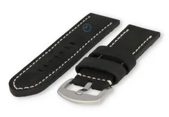 Water-repellent leather watch strap - 24mm - black