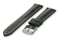 Watch band with crocoprint 18mm green leather