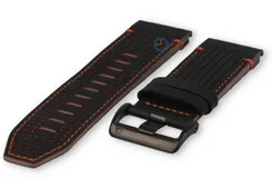Premium leather band Garmin Fenix 7X - 26mm (black/orange)