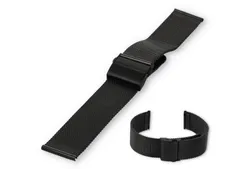 Mesh watch strap 22mm black - Adjustable security clasp