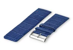 Calfskin strap with croco-relief - 28mm - royal blue