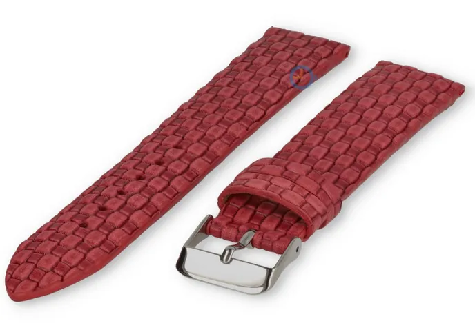 Woven leather strap - 22mm - red