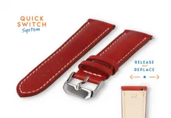 Watchstrap 22mm red leather