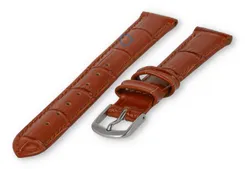 Leather strap with croc-print - 12mm - brown