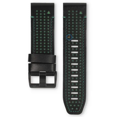 Premium 26mm strap - leather/silicone - black/green