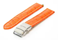 Orange leather watch strap 18mm - luxury croco print