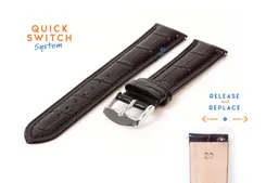 Watchstrap 20mm croco leather black