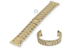 Stalen band met diamantjes - 22mm - geelgoud