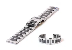 Horlogeband 22mm staal mat zilver/zwart
