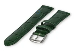 croc-print leather strap - 18mm - hunting green