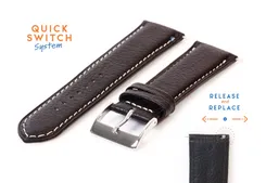 Horlogeband 24mm zwart ecovriendelijk rundleder