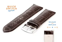 Horlogeband 24mm croco leer grijs