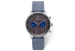 Kerbholz Uhrenarmband Herbert darkwood silver navy