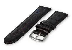 Leather watch strap croco - 20mm - dark brown