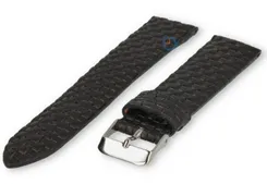 Woven leather strap - 18mm - black