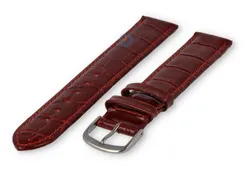XL leather strap with frizzled print - 16mm - bordeaux