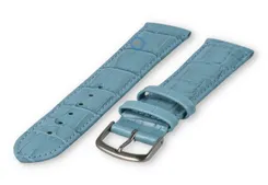 Extra lange horlogeband croco - 20mm - ijsblauw