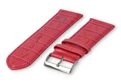 Calfskin XL strap with croco embossing - 28mm - raspberry
