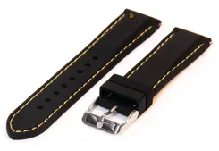 Watchstrap 18mm black-yellow silicone with quick release