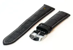 Watchstrap 18mm black leather croco