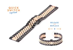 watch band 22mm steel black/rosegold - partly polished
